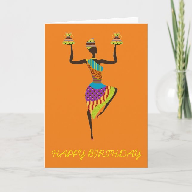 afrikanische Dame-Stammeskunst-Geburtstag Karte (Vorderseite)