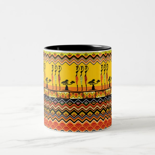 Afrikanische Damen-bunte Muster Zweifarbige Tasse (Mittel)