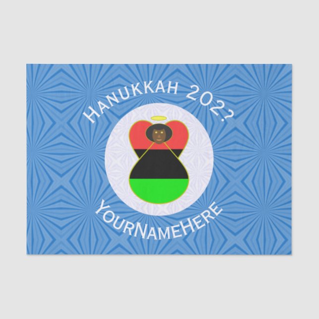 Afrikanische Diaspora Angel Hanukkah Flag Personal Seidenpapier (Vorderseite)