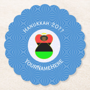 Afrikanische Diaspora Engel Chanukka-Flagge Person Untersetzer