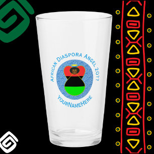 Afrikanische Diaspora Engel Personalisierter blaue Glas
