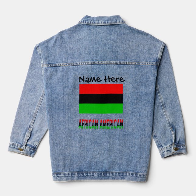 Afrikanische Diaspora-Flagge Schwarze Personalisie Jeansjacke (Rückseite)