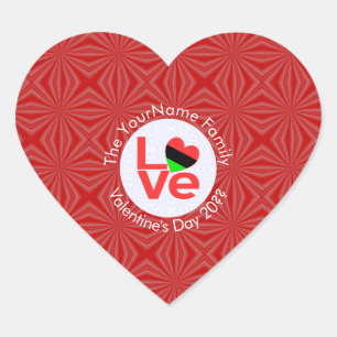 Afrikanische Diaspora-Herzflagge LOVE Rot Personal Herz-Aufkleber