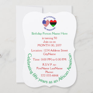 Afrikanische Diaspora USA-Flagge Herz Land Erbe  Einladung