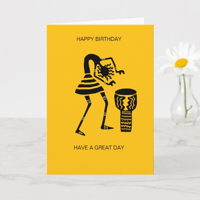 Afrikanische Drumming Silhouette Drumming Girl Geb Karte (Kleine Pflanze)