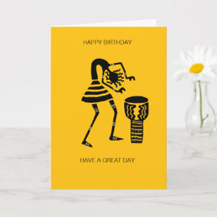 Afrikanische Drumming Silhouette Drumming Girl Geb Karte