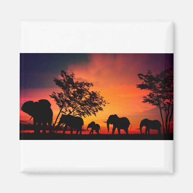 Afrikanische Elefanten auf der Ebene Serengeti Magnet (Vorne)