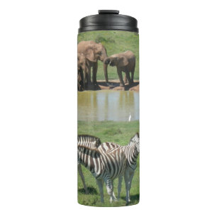 Afrikanische Elefanten und Zebras Tumbler Thermosbecher