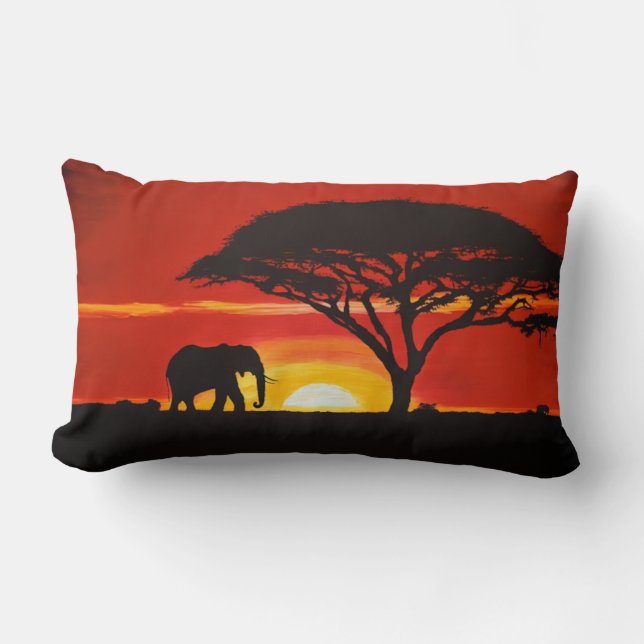 Afrikanische Elefantenkunst Lendenkissen (Vorderseite)