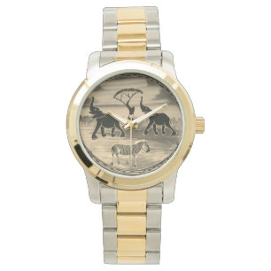 afrikanische Elefantenkunst Print Armbanduhr