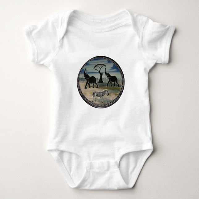 afrikanische Elefantenkunst Print Baby Strampler (Vorderseite)