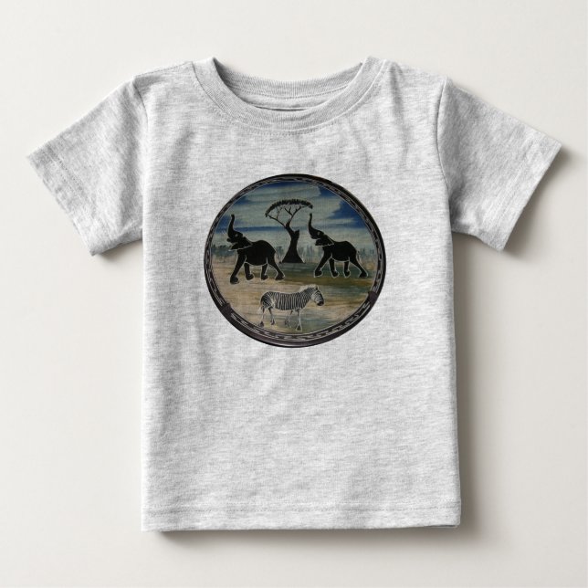 afrikanische Elefantenkunst Print Baby T-shirt (Vorderseite)