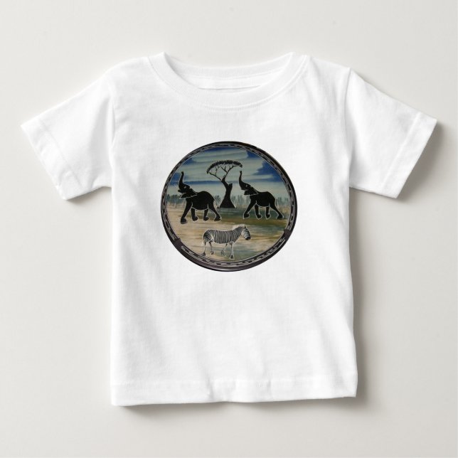 afrikanische Elefantenkunst Print Baby T-shirt (Vorderseite)