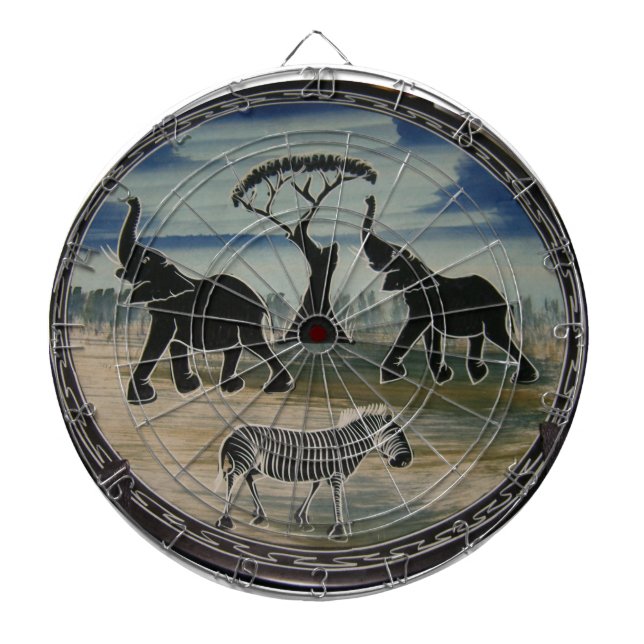 afrikanische Elefantenkunst Print Dartscheibe (vorne)