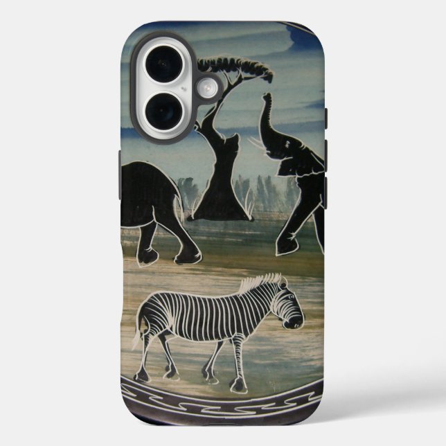 afrikanische Elefantenkunst Print iPhone 16 Hülle (Rückseite)