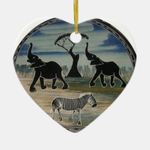 afrikanische Elefantenkunst Print Keramik Ornament