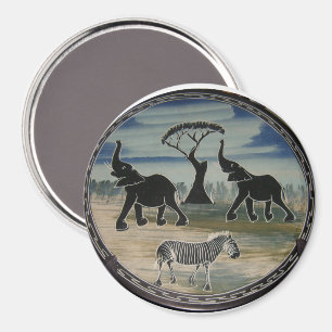 afrikanische Elefantenkunst Print Magnet
