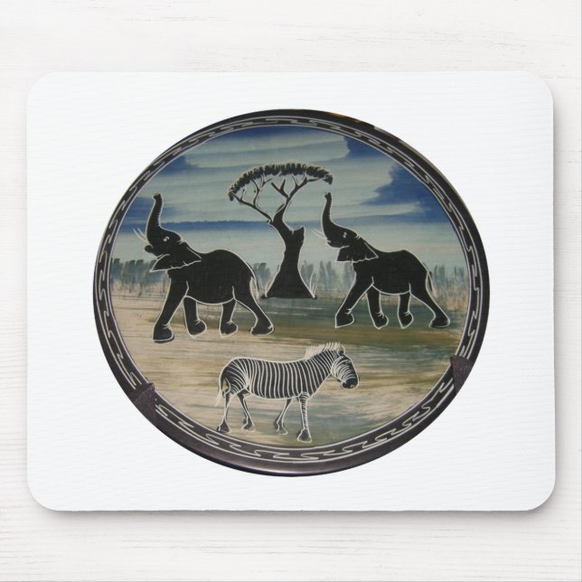 afrikanische Elefantenkunst Print Mousepad (Vorne)