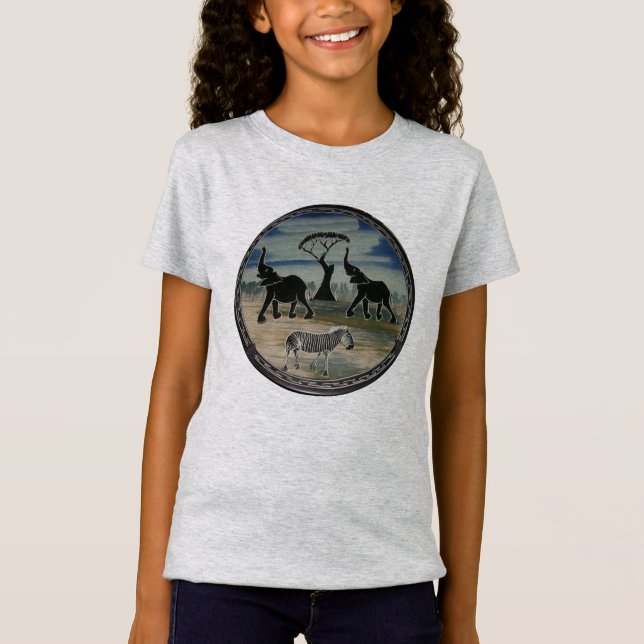 afrikanische Elefantenkunst Print T-Shirt (Vorderseite)