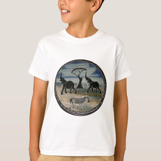 afrikanische Elefantenkunst Print T-Shirt (Vorderseite)