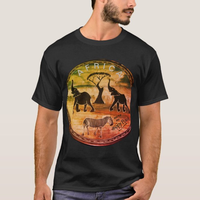 afrikanische Elefantenkunst Print T-Shirt (Vorderseite)