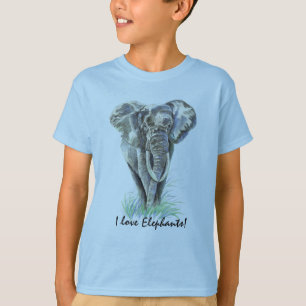 Afrikanische Elefantentierart Wasserfarbe Kunst T-Shirt