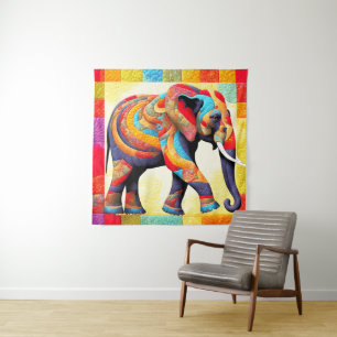 afrikanische Elephant Quilt Look Tapestry Wandteppich