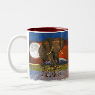 Afrikanische Elephant & Savannah Moon AFRICA Tasse