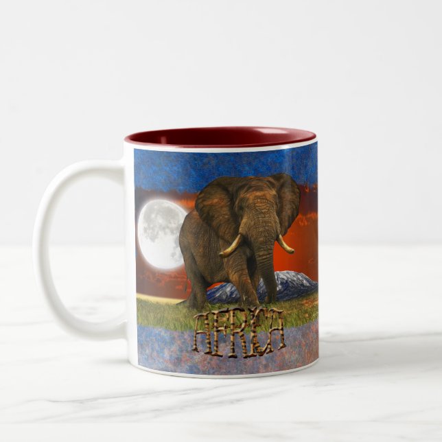 Afrikanische Elephant & Savannah Moon AFRICA Tasse (Links)