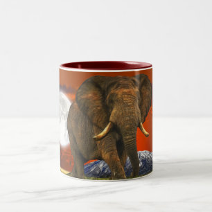 Afrikanische Elephant & Savannah Moon Zweifarbige Tasse