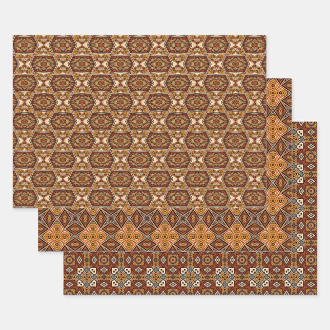 Afrikanische Erde - Nahtloses ethnisches Muster -  Geschenkpapier Set (Set)