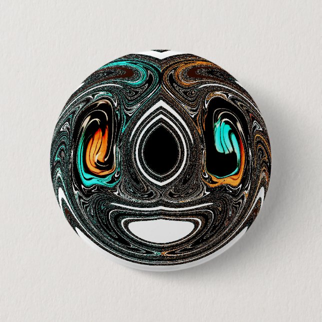 afrikanische Ethnic Doodle Zebra Textured Art Prin Button (Vorderseite)