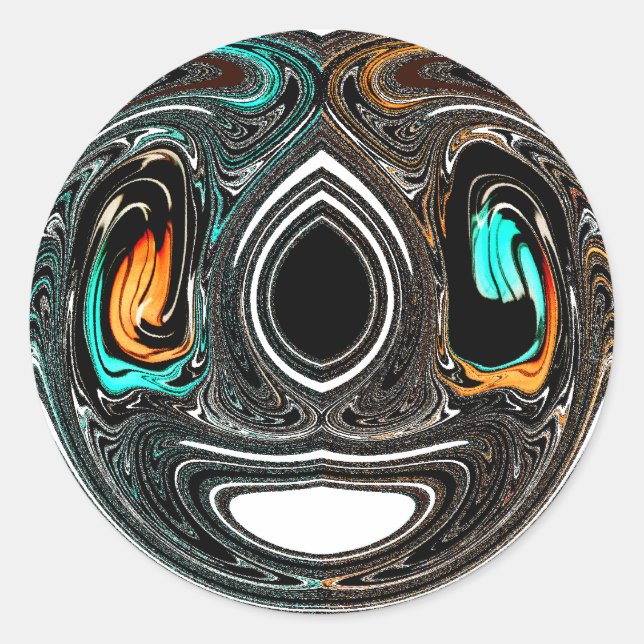 afrikanische Ethnic Doodle Zebra Textured Art Prin Runder Aufkleber (Vorderseite)