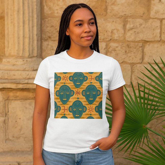 Afrikanische ethnische Gesichtspattern in Stammesm T-Shirt (Von Creator hochgeladen)