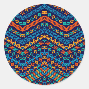 Afrikanische ethnische Muster Funkfarben Runder Aufkleber