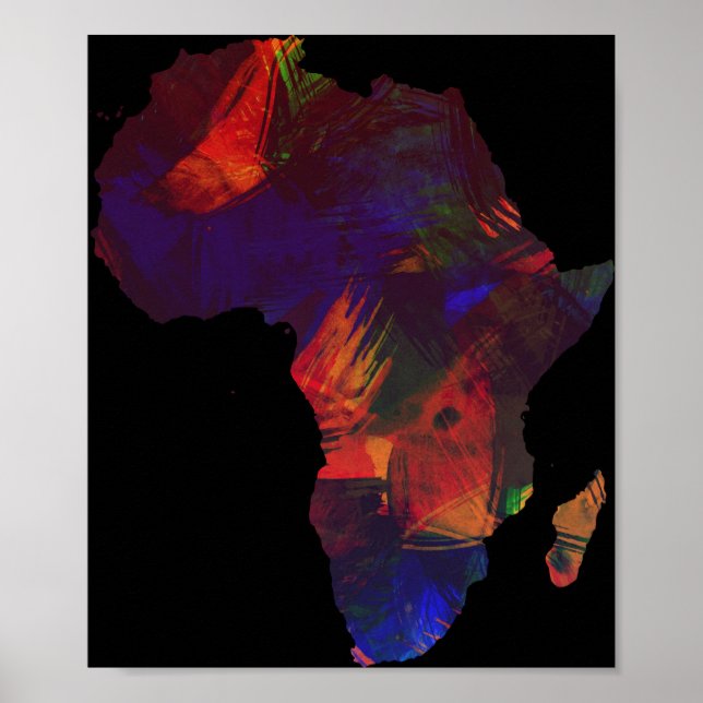 Afrikanische Farbenfrohe Afrika Kontinent Art Map Poster (Vorne)