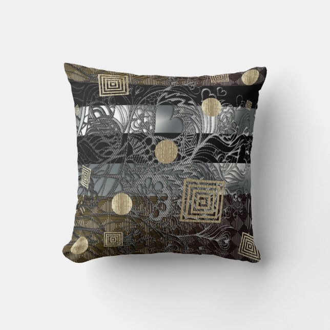 Afrikanische Feier, Bronze Silver und Gold Kissen (Vorderseite)