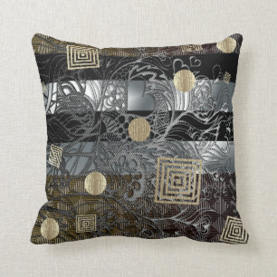 Afrikanische Feier, Bronze Silver und Gold Kissen
