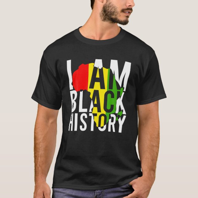 Afrikanische Flagge Ich bin schwarze Geschichte Sc T-Shirt (Vorderseite)