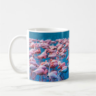 afrikanische Flamingos. Gruppe von Flamingos stehe Kaffeetasse