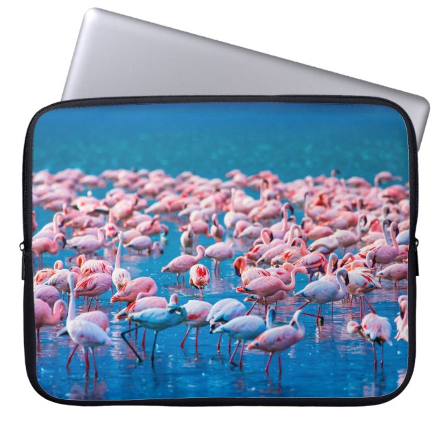 afrikanische Flamingos. Gruppe von Flamingos stehe Laptopschutzhülle (Vorderseite)