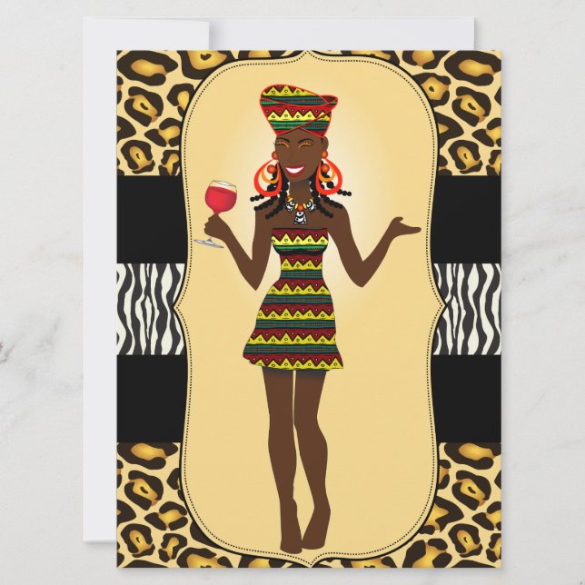 Afrikanische Frau BridalShower Bachelor Party Einladung (Vorderseite)