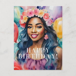 Afrikanische Frau Farbige Alles Gute zum Geburtsta Postkarte