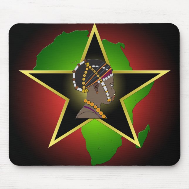Afrikanische Frau Kontinent & Star Mousepad (Vorne)