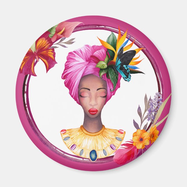 Afrikanische Frau Magnet Blue (Vorne)