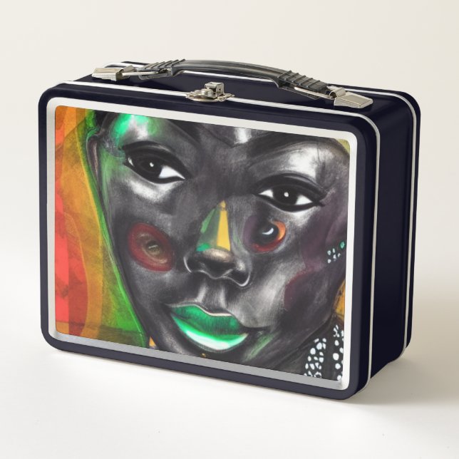 Afrikanische Frau Metall Brotdose (Vorderseite)