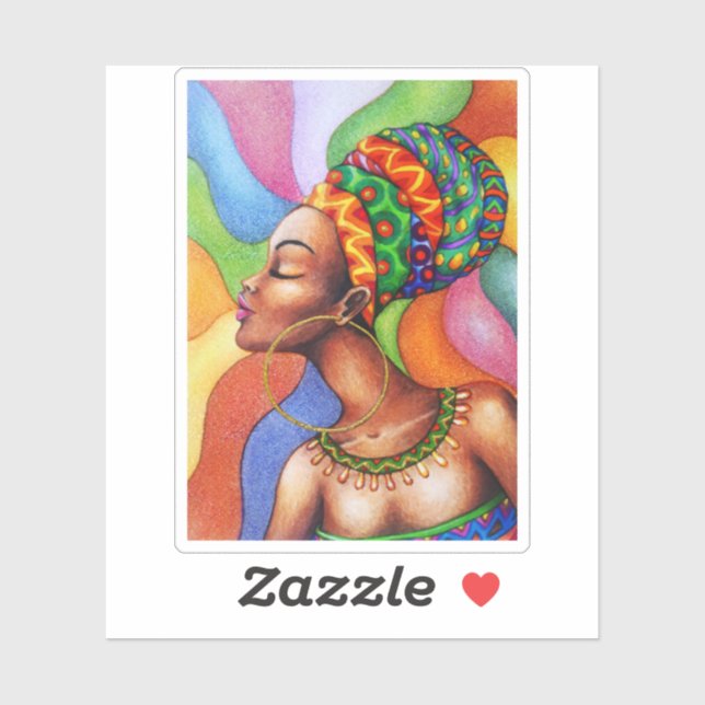 Afrikanische Frau mit traditionellem Wachs Aufkleber (Blatt)