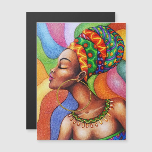 Afrikanische Frau mit traditionellem Wachs Magnetkarte (Vorne/Hinten)