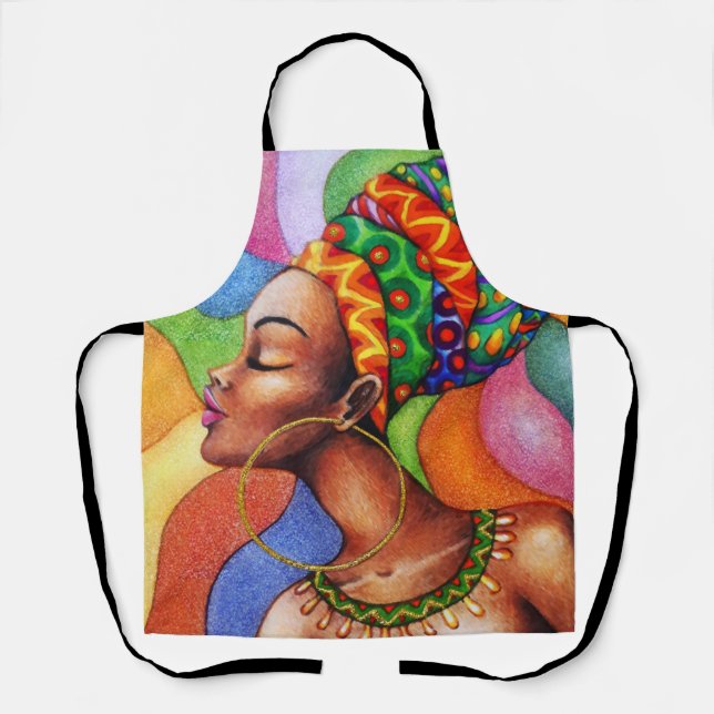 Afrikanische Frau mit traditionellem Wachs Schürze (Vorderseite)