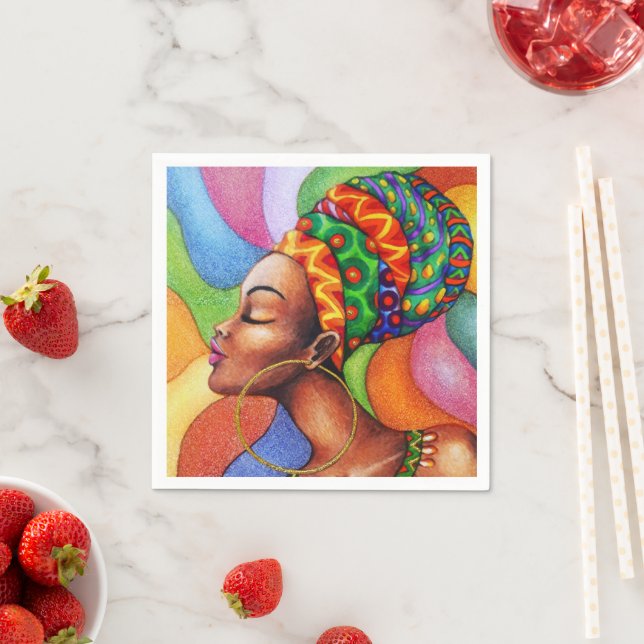 Afrikanische Frau mit traditionellem Wachs Serviette (Beispiel)